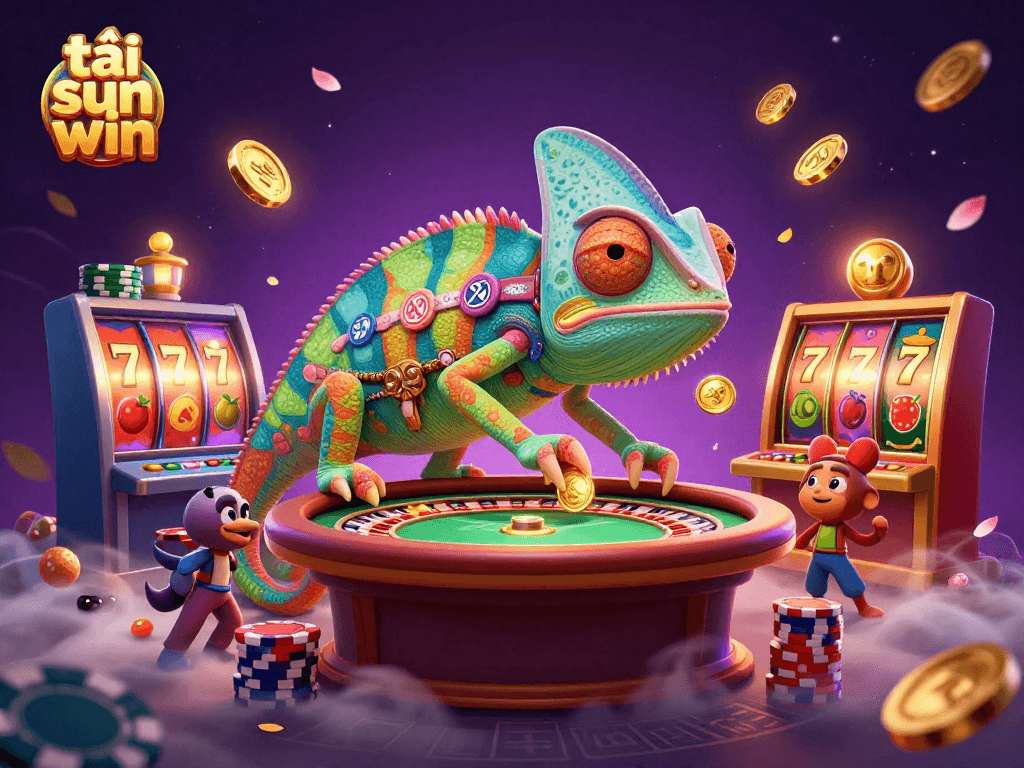 Spin the reels and win with tải sun win in this vibrant 3D casino scene!