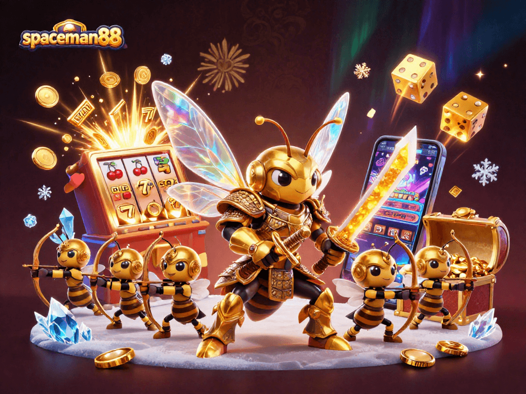 Experience the thrill of winning at spaceman88 with a dynamic 3D casino adventure featuring golden hornets and big jackpots.
