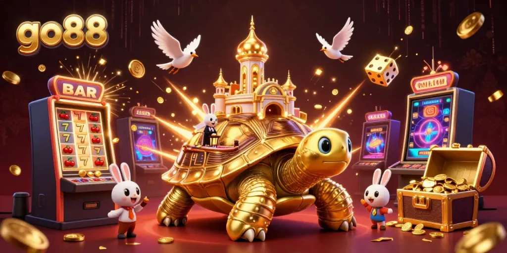 Engage with thrilling go88 casino adventures through a vibrant 3D scene of games and fun.
