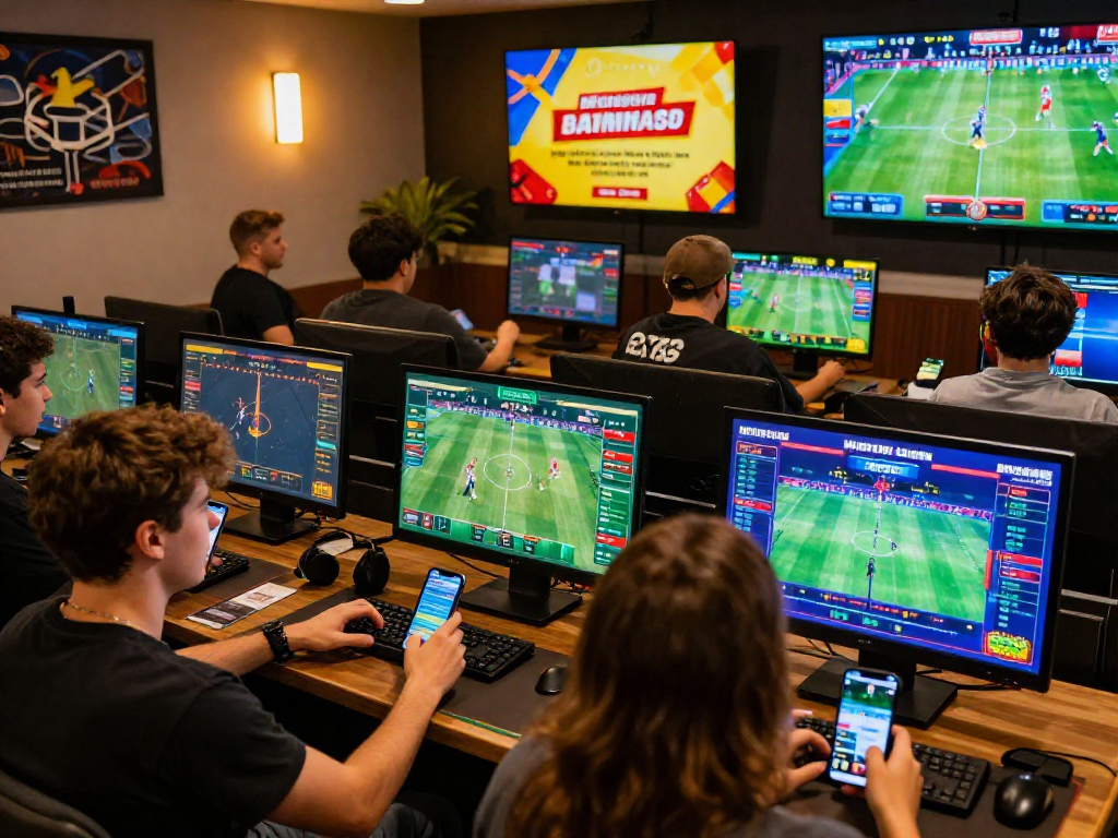 Engaged players enjoying live sports betting on EK333 platform.