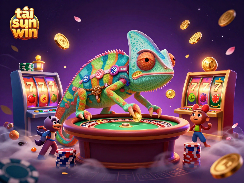 Spin the reels and win with tải sun win in this vibrant 3D casino scene!