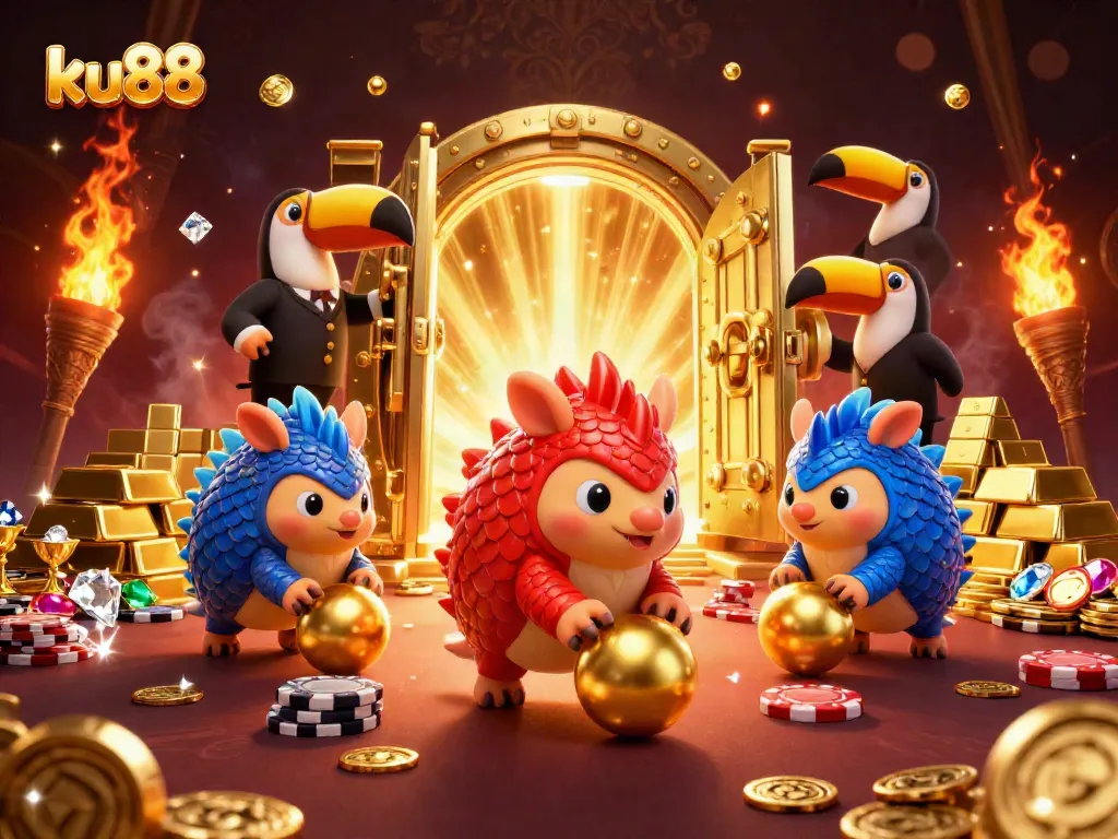 ku88 rivals rolling winning balls among poker chips in vibrant casino scene