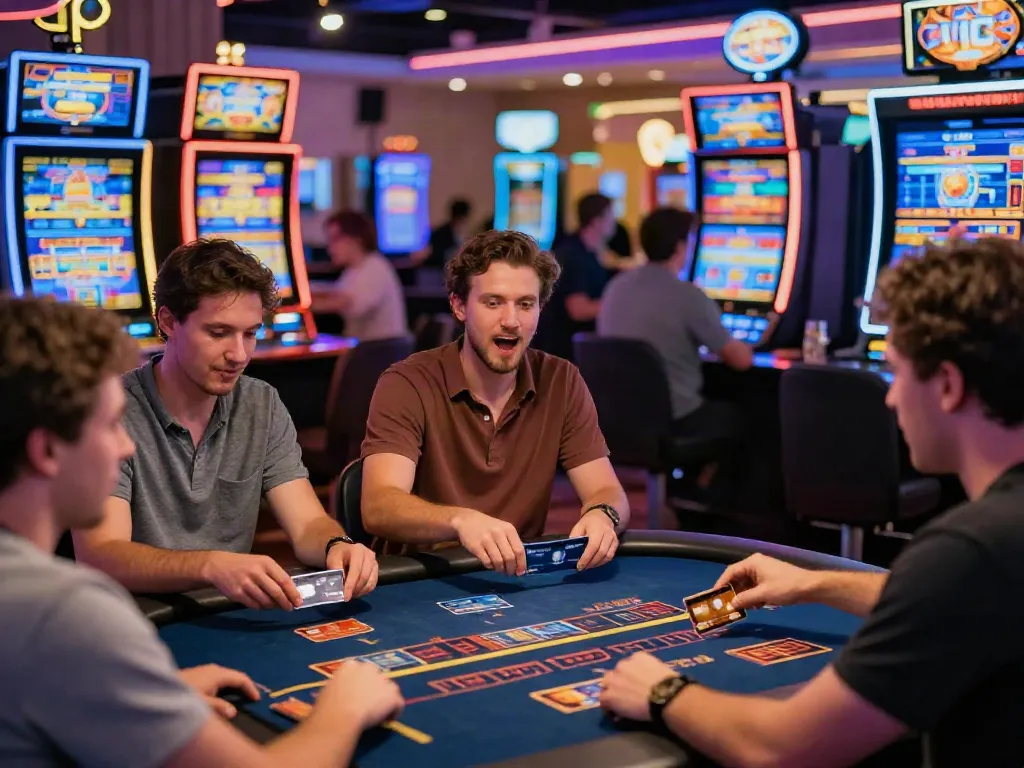 Players enjoying vibrant casinos that accept credit cards, showcasing excitement and gaming atmosphere.