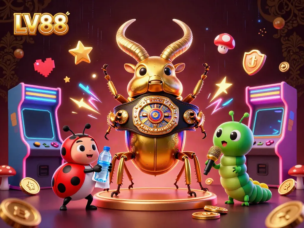 Experience thrilling gaming action at LV88, where giant champions battle in a vibrant casino world.